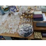 CASED AND LOOSE ELECTROPLATE AND OTHER CUTLERY, PLATED GOBLETS, DRINKING AND USEFUL GLASS
