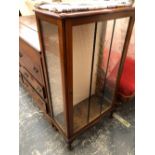 A MID 20th C. GLAZED MAHOGANY DISPLAY CUPBOARD. W 60 x D 30 x H 107cms.