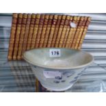 RUDYARD KIPLING 19 LEATHER BOUND VOLUMES TOGETHER WITH A NANKING CARGO BLUE AND WHITE BOWL