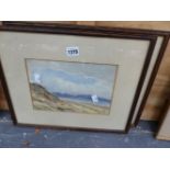 TWO WATERCOLOURS, A MOORLAND SCENE AND A COASTLE SCENE SIGNED W.B.