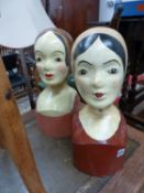 TWO AUNT SALLY TYPE HEADS.