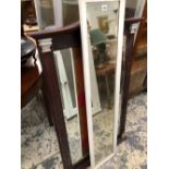 TWO RECTANGULAR MIRRORS, ONE IN A WHITE PAINTED FRAME, THE LARGER IN A MAHOGANY FRAME WITH FLUTED