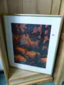 A SIGNED ARTISTS PROOF WOODBLOCK BY BRIAN BENJAMIN.