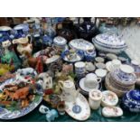 MINTON AND WORCESTER TUREENS, CHINESE BLUE AND WHITE VASES AND JARS, ANIMAL FIGURES, AN IZNIK