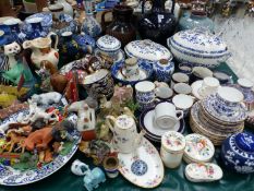 MINTON AND WORCESTER TUREENS, CHINESE BLUE AND WHITE VASES AND JARS, ANIMAL FIGURES, AN IZNIK