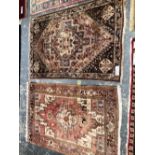 TWO PERSIAN TRIBAL RUGS 163 x 111cms and 163 x 108cms