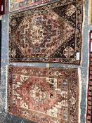 TWO PERSIAN TRIBAL RUGS 163 x 111cms and 163 x 108cms