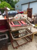 A VINTAGE INDUSTRIAL SHOE RACK FOR RESTORATION