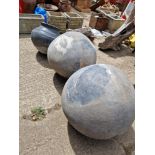 THREE BLACK POTTERY MEDITTERAN STYLE VESSELS/PLANTERS