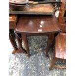 A 19th C. MAHOGANY OVAL FLAP TOP TABLE ON CYLINDRICAL LEGS TAPERING TO CLUB FEET. W 41 CLOSED x D