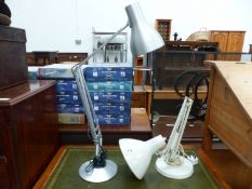 TWO ANGLE POISE TYPE LAMPS.