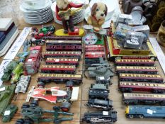 TRIANG AND MAINLINE 00 GUAGE CARRIAGES, LOCOMOTIVES AND ROLLING STOCK, JAMES BOND DIE CAST CARS,