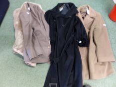 A COLLECTION OF FOUR LADIES DESIGNER COATS AND JACKETSTOINCLUDE JAEGER, JACQUES, VERT ETC