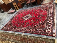 A PERSIAN HAMADAN CARPET 350 x 268cms