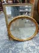 TWO GILT FRAMED MIRRORS.