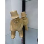 TWO BOVEY POTTERY OATMEAL GLAZED FIGURES OF WINSTON CHURCHILL