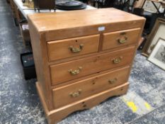 A LATE VICTORIAN PINE CHEST OF DRAWERS