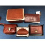 TWO TAN GIANNI CONTI BAGS, A MATCHING PURSE AND A DARKER PURSE AND CROSS BODY CLUTCH STYLE BAG (5)