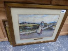 THREE ANTIQUE PAINTINGS INC. THE MILKMAID, BY W.G. FOSTER.