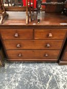 A 19th C. MAHOGANY CHEST OF TWO SHORT AND TWO GRADED LONG DRAWERS ON A PLINTH FOOT. W 102 x D 47 x H