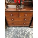 A 19th C. MAHOGANY CHEST OF TWO SHORT AND TWO GRADED LONG DRAWERS ON A PLINTH FOOT. W 102 x D 47 x H