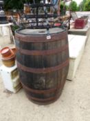 A LARGE ANTIQUE IRON BOUND BARRELL