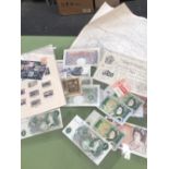 A 1950 WHITE FIVE POUND NOTE, A KENTFIELD TN POUND NOTE, VARIOUS ONE POUND NOTES, SOMERSET FIVE
