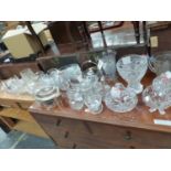 A QUANTITY OF VARIOUS DECORATIVE GLASSWARES.