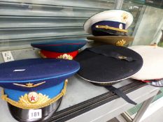 SIX VARIOUS RUSSIAN MILITARY AND NAVAL CAPS