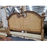 AN IMPRESSIVE VERY LARGE DOUBLE BED FRAME WITH OSTRICH HIDE HEADBOARD
