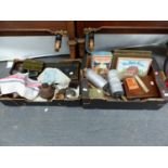 TWO MIXED BOXES OF ANTIQUE AND LATER COLLECTABLES.