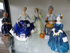 FIVE DOULTON FIGURES TOGETHER WITH A LLADRO FIGURE