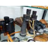 THREE CASED BINOCULARS TOGETHER WITH A CASED PAIR OF OPERA GLASSES, THE BINOCULARS BY: ZENITH 20 X