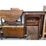 A BIEDERMEIER MAHOGANY SECRETAIRE A BATTANT WITH A GREY MARBLE TOP OVER THE FALL AND DOORS BETWEEN