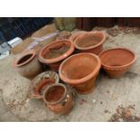 VARIOUS ANTIQUE AND LATER TERRACOTTA PLANT POTS, SIZES VARY