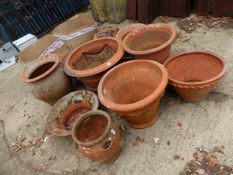 VARIOUS ANTIQUE AND LATER TERRACOTTA PLANT POTS, SIZES VARY