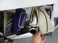 TWO PAIR OF JACQUES VERT SHOES SIZES 37 AND 38 WITH THEIR MATCHING HANDBAGS AND LEATHER CARE