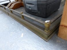 A BRASS FIRE KERB WITH SQUARE SECTION TOP RAIL