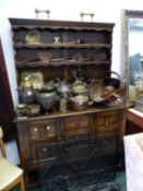 A LARGE COLLECTION OF VICTORIAN AND EARLY 20th C. COPPER AND BRASS, FIRESIDE IMPLEMENTS ETC.
