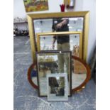 FIVE VARIOUS MIRRORS, THE LARGEST. 103 x 72cms.