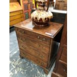 A 19th C. MAHOGANY CHEST OF FOUR GRADED LONG DRAWERS ON BRACKET FEET. W 70 x D 49 x H 78cms.