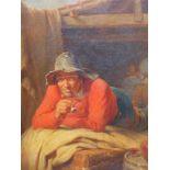 FRANCOIS VERHEYDEN (1806-1889 ) "THE WEARY LABOURER" OIL ON PANEL, SIGNED. 41 x 34 cms