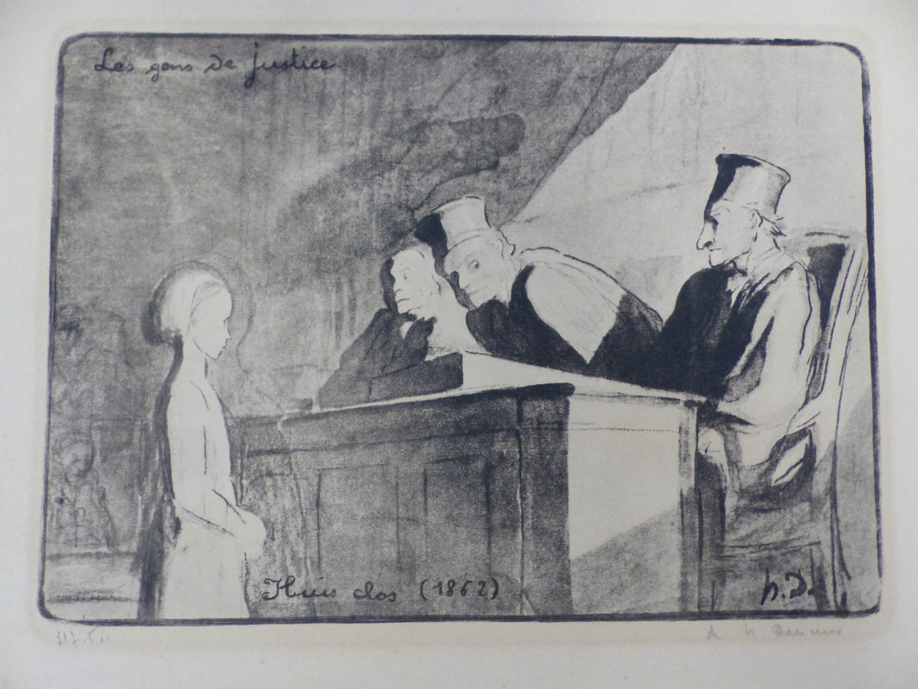 AFTER H DAUMIER, THREE VINTAGE PRINTS OF LEGAL SUBJECTS. LARGEST 39 x 30cms. ALL UNFRAMED (3)