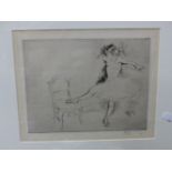 LOUIS LE GRAND (1863-1951) THE YOUNG DANCER, PENCIL SIGNED ETCHING. 26 x 32cms