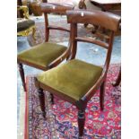 A SET OF VICTORIAN MAHOGANY BAR BACK DINING CHAIRS ON OCTAGONAL FORE LEGS.