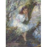 WILLIAM STEWART MACGEORGE (1861-1931 ) "DAYDREAMING" SIGNED OIL ON CANVAS. 62 x 52 cms