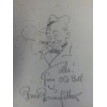 "BRUCE BRAINSFATHER" (EARLY 20th CENTURY) A COMIC PENCIL PORTRAIT SKETCH WITH INSCRIPTION AND