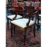 A SET OF SIX BESPOKE WILLIAM IV STYLE MAHOGANY DINING CHAIRS.