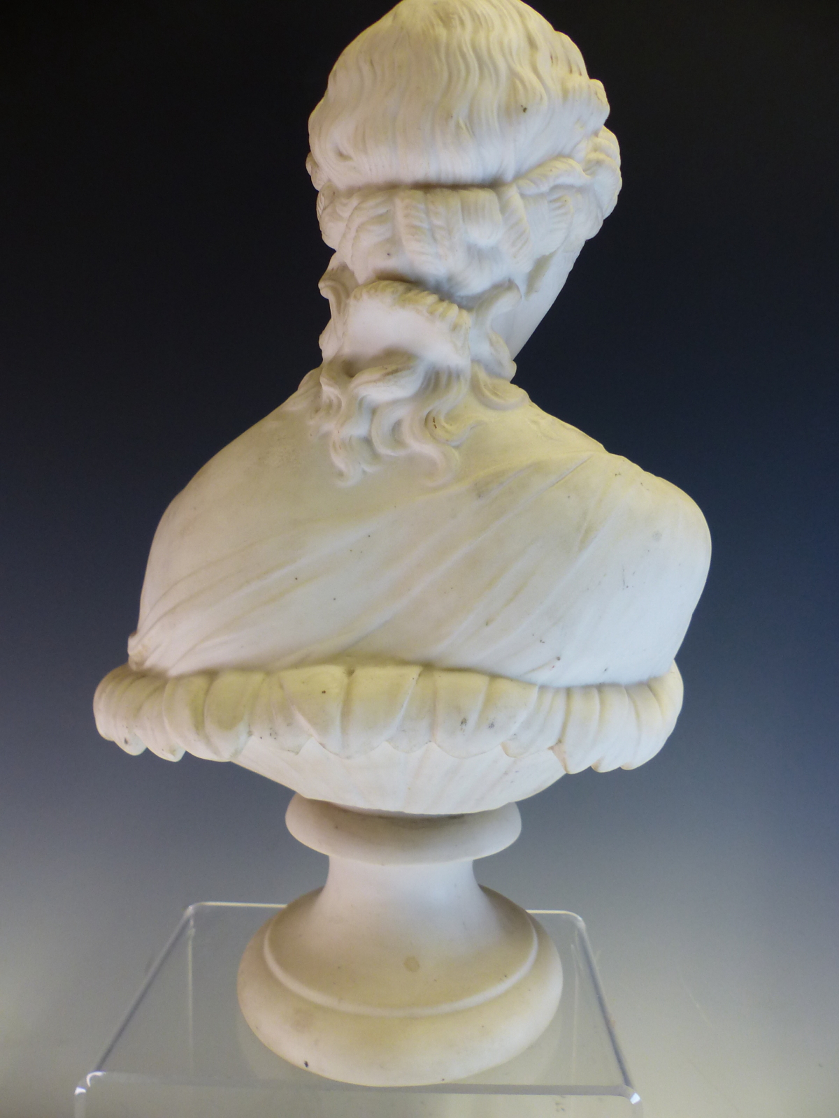 A MID VICTORIAN PARIAN BUST OF THE CLYTIE ON A SOCLE FOOT. H 29cms. - Image 6 of 24
