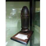 A MODEL OF A 3 INCH. MULLANE SHELL HEAD AS USED BY THE CONFEDERATE ARMY DURING THE SIEGE OF